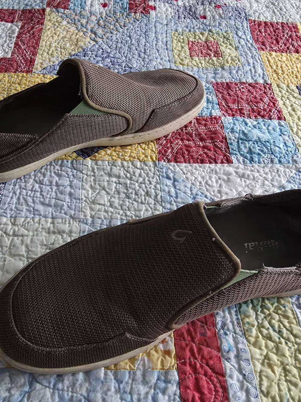 OluKai Men's Brown Mesh Slip-On Loafers